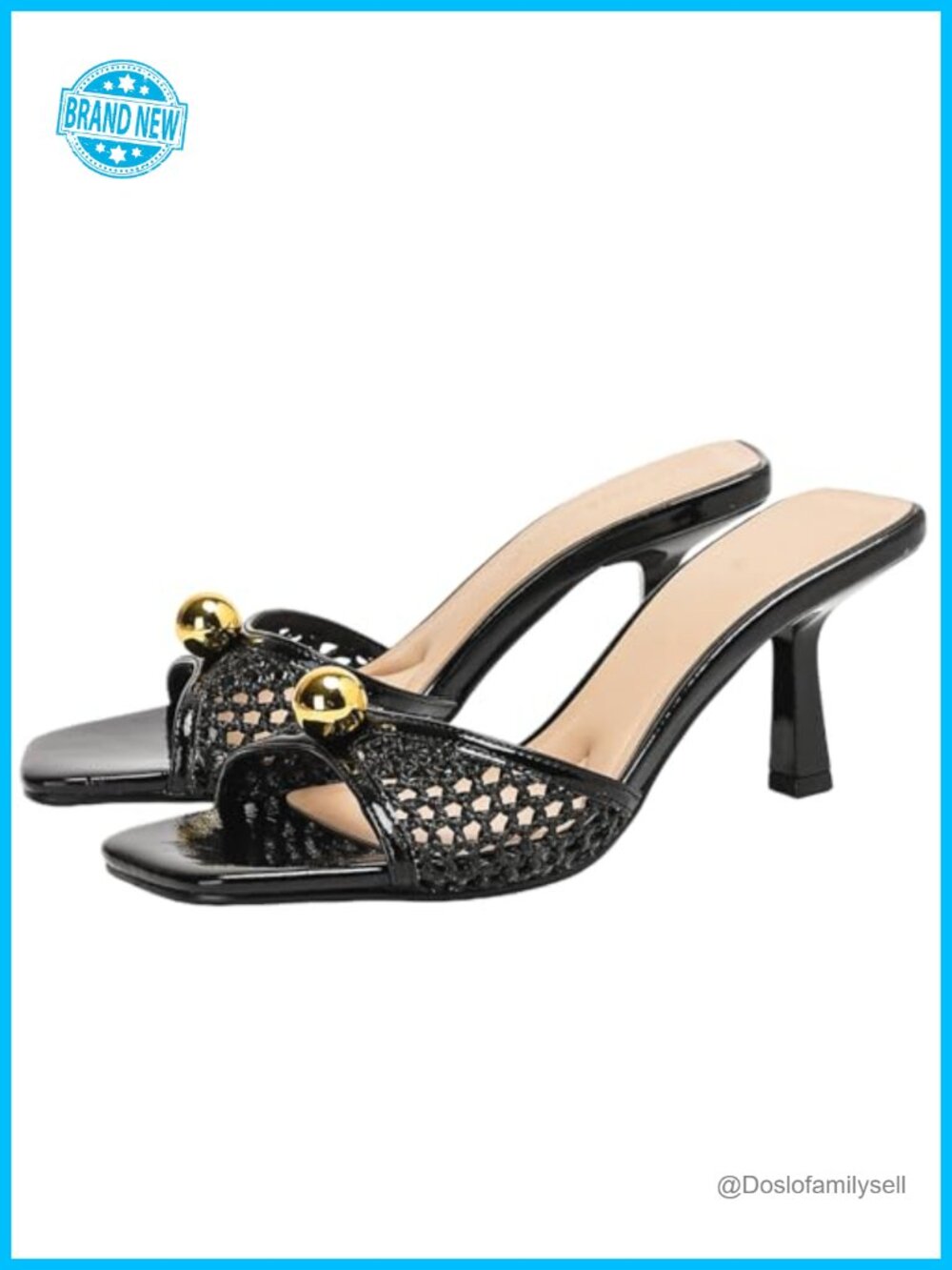 Kitten Heel Slingback Sandals Mesh Mule Heels